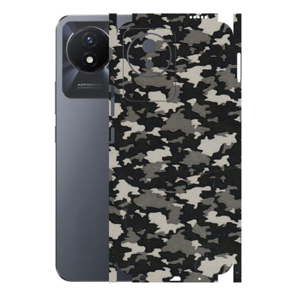 VIVO Y Series Phone Skins (All Models) - Black/Grey Camoflaunge - 3D Embossed Finish (L-142) Vivo Y02T