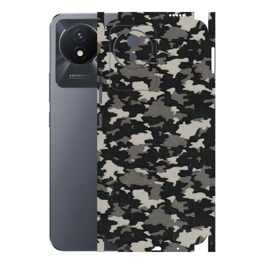 VIVO Y Series Phone Skins (All Models) - Black/Grey Camoflaunge - 3D Embossed Finish (L-142) Vivo Y02T