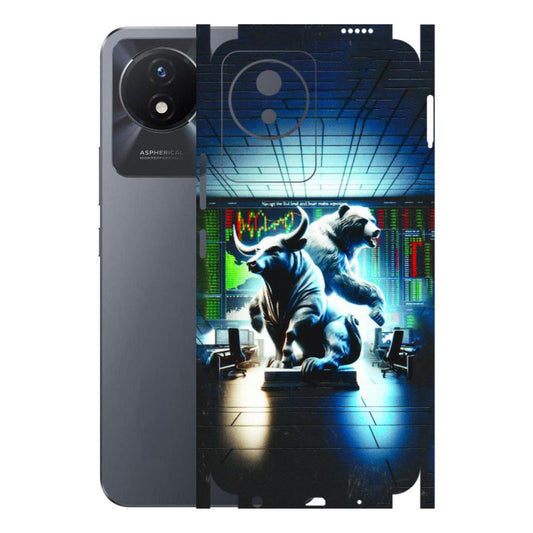 VIVO Y Series Phone Skins (All Models) - Stock Market Sensex Bear vs Bulls - 3D Embossed Finish (L-15) Vivo Y02T
