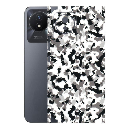 VIVO Y Series Phone Skins (All Models) - White Black Camouflage - 3D Embossed Finish (L-18) Vivo Y02T