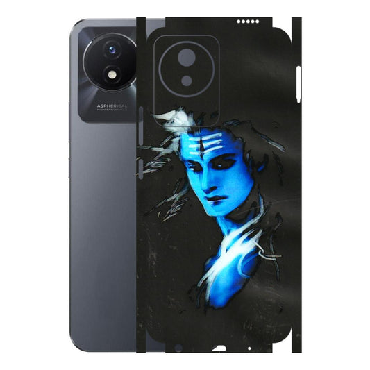 VIVO Y Series Phone Skins (All Models) - Har Har Mahadev Blue/Black - 3D Embossed Finish (L-185) Vivo Y02T