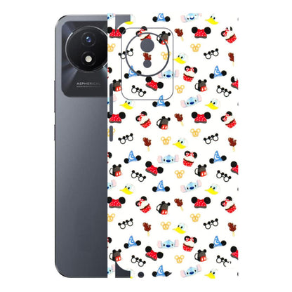 VIVO Y Series Phone Skins (All Models) - Minnie Mouse & Donald Doodles s - 3D Embossed Finish (L-194) Vivo Y02T
