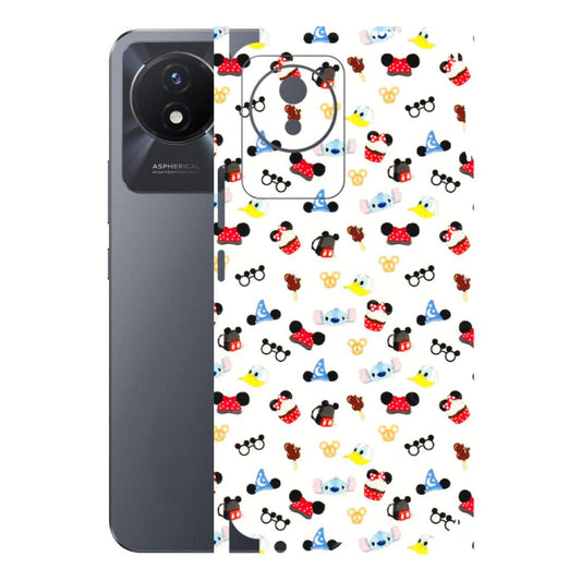 VIVO Y Series Phone Skins (All Models) - Minnie Mouse & Donald Doodles s - 3D Embossed Finish (L-194) Vivo Y02T