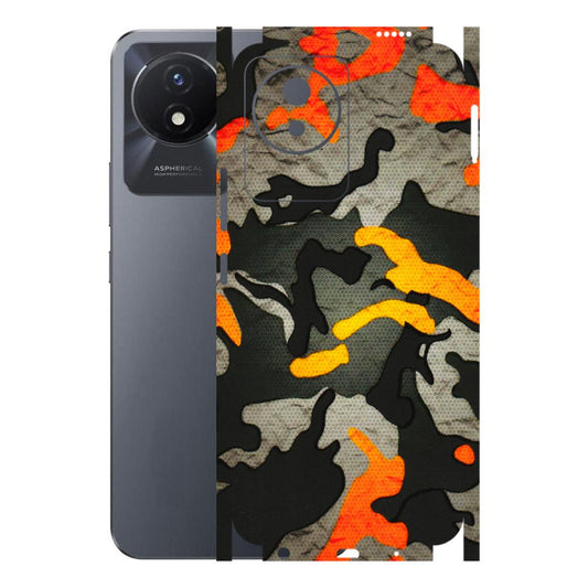 VIVO Y Series Phone Skins (All Models) - Orange Camouflage - 3D Embossed Finish (L-204) Vivo Y02T