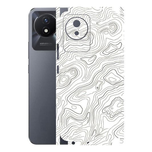 VIVO Y Series Phone Skins (All Models) - White Black Swirls - 3D Embossed Finish (L-219) Vivo Y02T