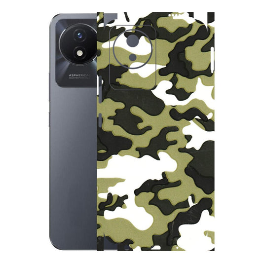 VIVO Y Series Phone Skins (All Models) - Camouflages White And Green - 3D Embossed Finish (L-243) Vivo Y02T