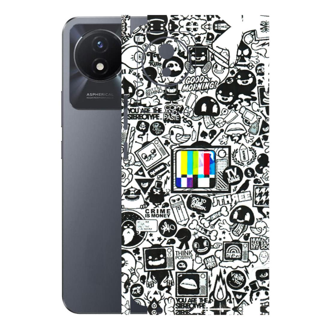 VIVO Y Series Phone Skins (All Models) - Doodles Positive Art - 3D Embossed Finish (L-263) Vivo Y02T