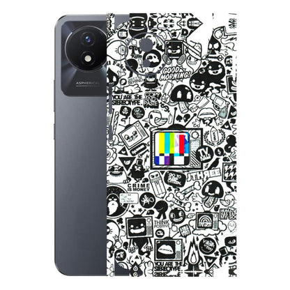 VIVO Y Series Phone Skins (All Models) - Doodles Positive Art - 3D Embossed Finish (L-263) Vivo Y02T