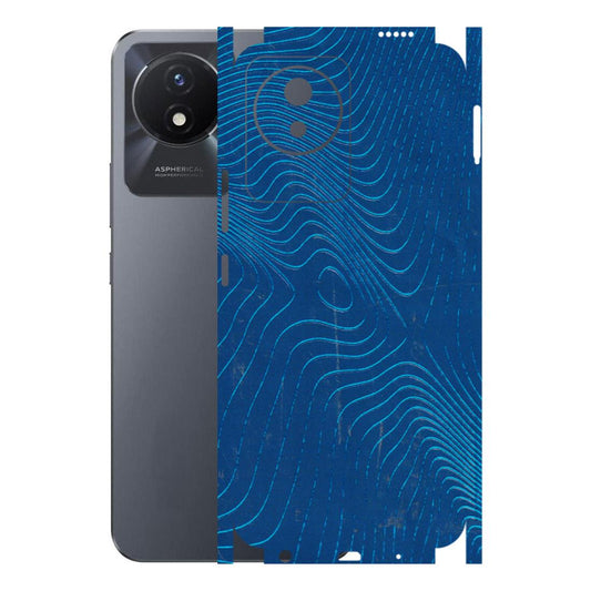 VIVO Y Series Phone Skins (All Models) - Abstract Blue Line Map - 3D Embossed Finish (L-272) Vivo Y02T