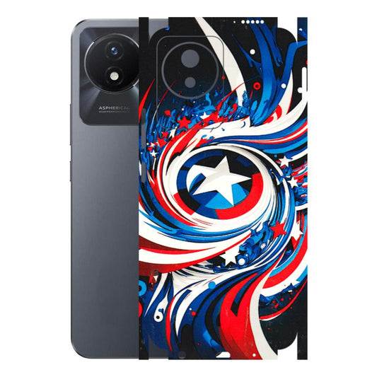 VIVO Y Series Phone Skins (All Models) - Captain America Logo - 3D Embossed Finish (L-307) Vivo Y02T