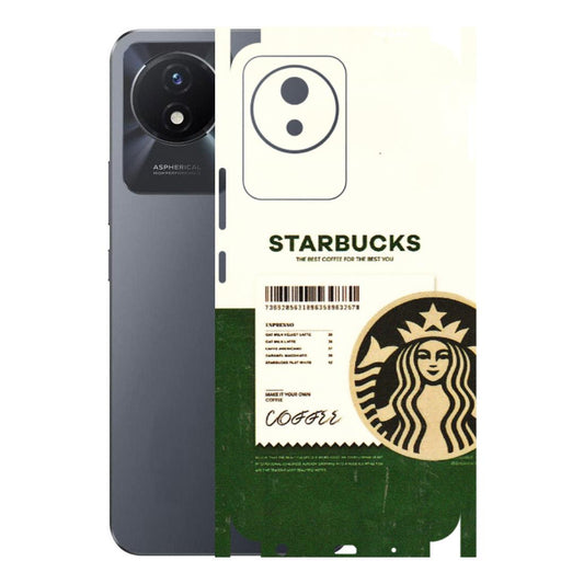 VIVO Y Series Phone Skins (All Models) - Starbucks Barcode - 3D Embossed Finish (L-308) Vivo Y02T