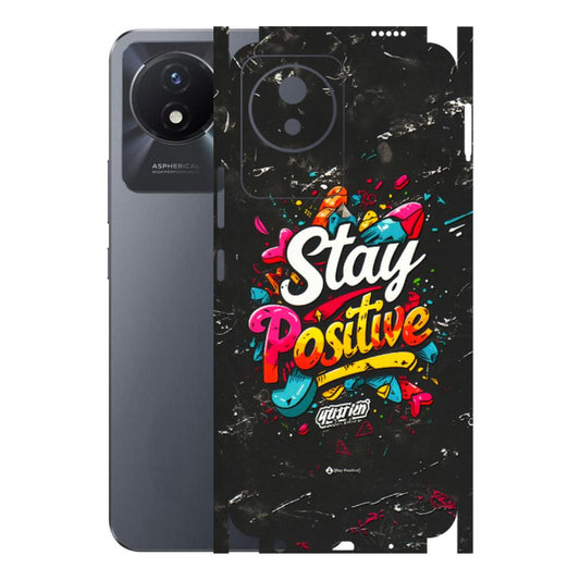 VIVO Y Series Phone Skins (All Models) - Stay Positive Black - 3D Embossed Finish (L-31) Vivo Y02T