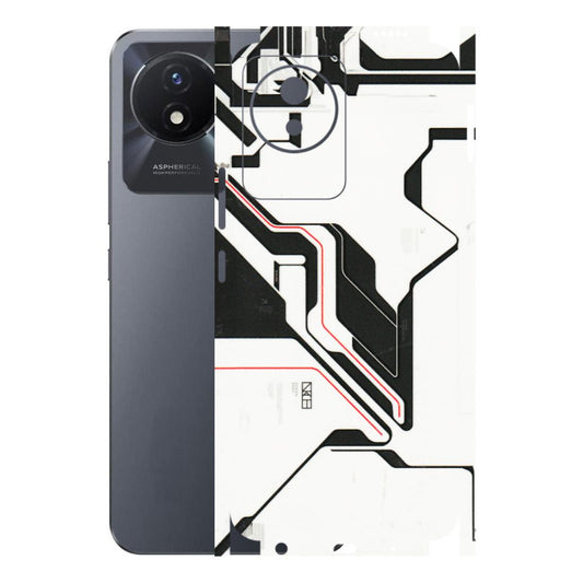 VIVO Y Series Phone Skins (All Models) - White Techy Logo - 3D Embossed Finish (L-312) Vivo Y02T