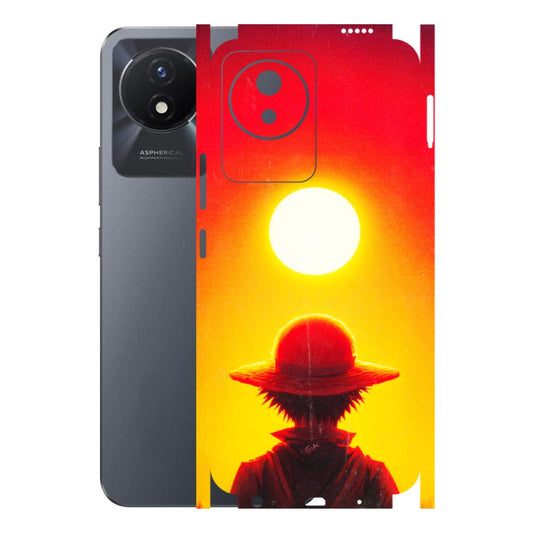 VIVO Y Series Phone Skins (All Models) - Cool Sunset With Monkey D.Luffy Anime - 3D Embossed Finish (L-329) Vivo Y02T