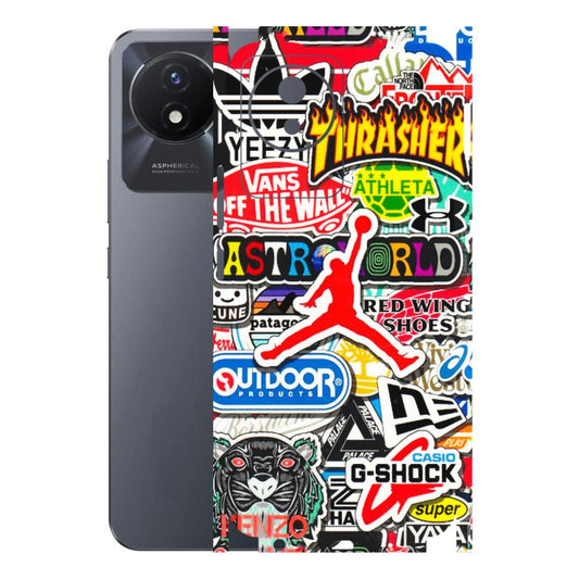 VIVO Y Series Phone Skins (All Models) - Multi Brands Sticker Graffiti - 3D Embossed Finish (L-37) Vivo Y02T