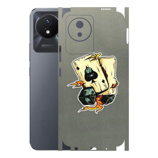 VIVO Y Series Phone Skins (All Models) - Grey Cards Of Ace - 3D Embossed Finish (L-77) Vivo Y02T