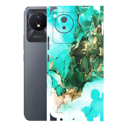 VIVO Y Series Phone Skins (All Models) - The Blue Gold Marble - Matte Finish (M-124) Vivo Y02T