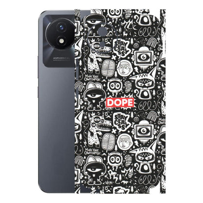 VIVO Y Series Phone Skins (All Models) - Dope Stay Classy Black Doodles - Matte Finish (M-126) Vivo Y02T