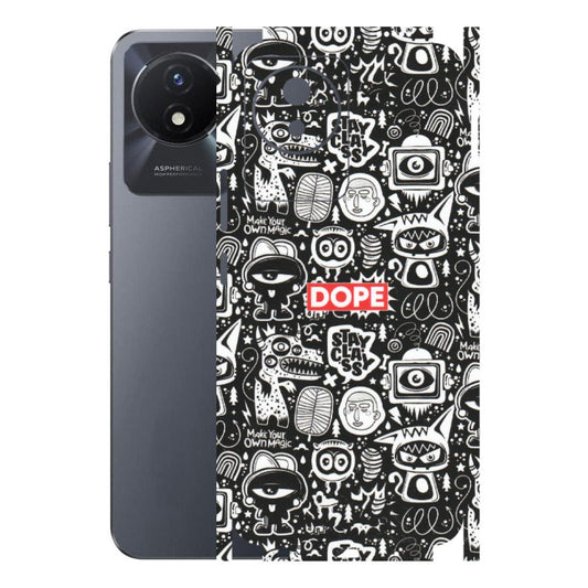 VIVO Y Series Phone Skins (All Models) - Dope Stay Classy Black Doodles - Matte Finish (M-126) Vivo Y02T