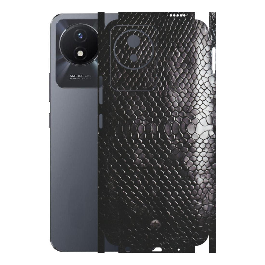 VIVO Y Series Phone Skins (All Models) - Black Snack Leather - Matte Finish (M-147) Vivo Y02T