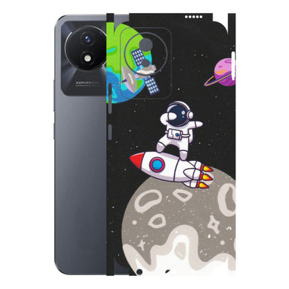 VIVO Y Series Phone Skins (All Models) - Astronaut Vibing Toon Running - Matte Finish (M-39) Vivo Y02T