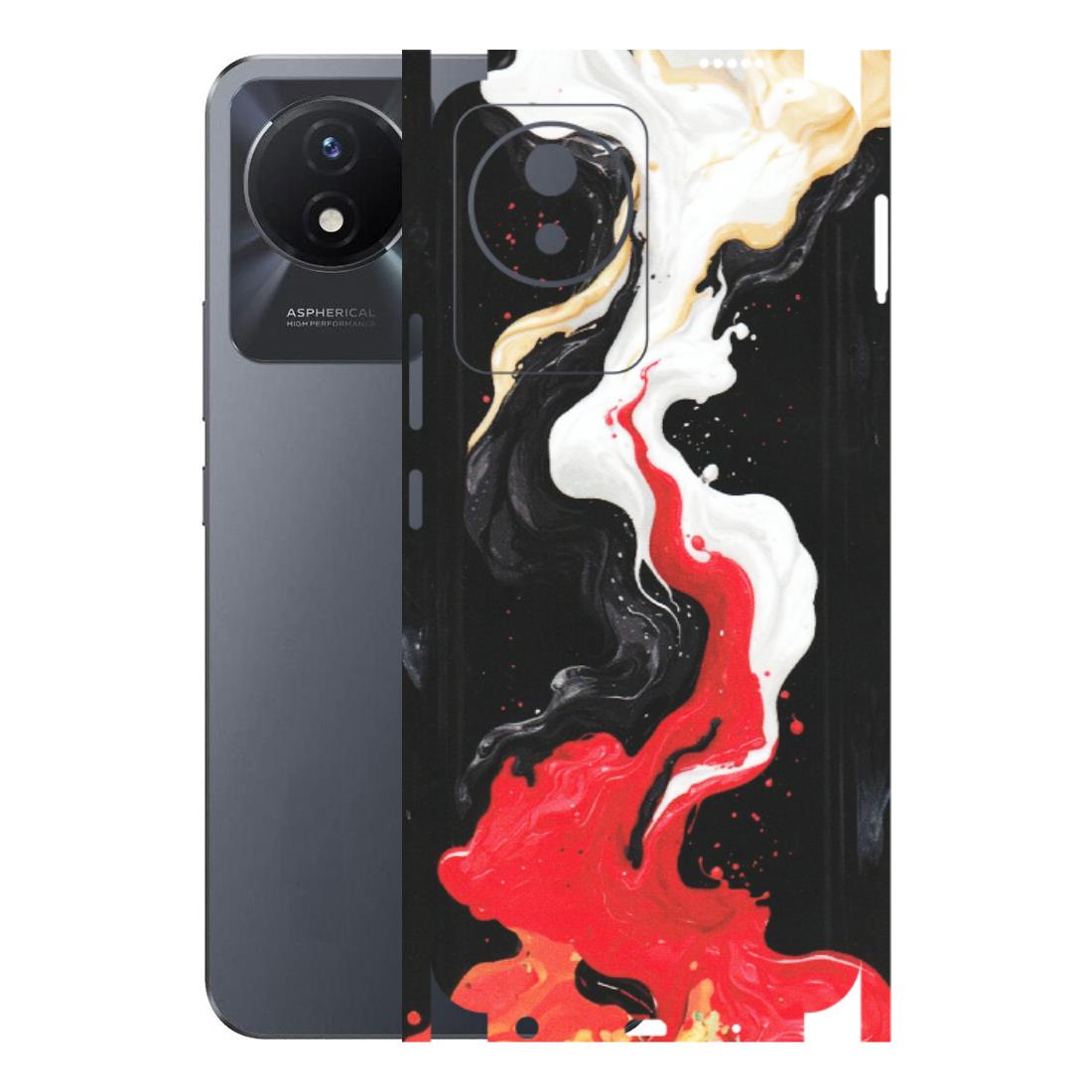 VIVO Y Series Phone Skins (All Models) - Black Red White Paint Splash Fusion - Matte Finish (M-56) Vivo Y02T