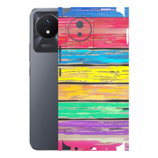 VIVO Y Series Phone Skins (All Models) - Multi Colour Wooden Wall - Matte Finish (M-96) Vivo Y02T