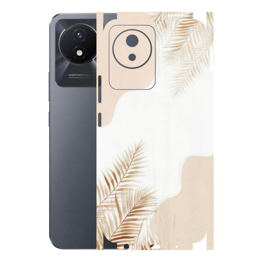 VIVO Y Series Phone Skins (All Models) - Gold Petals Abstract - Transparent Finish (T-08) Vivo Y02T