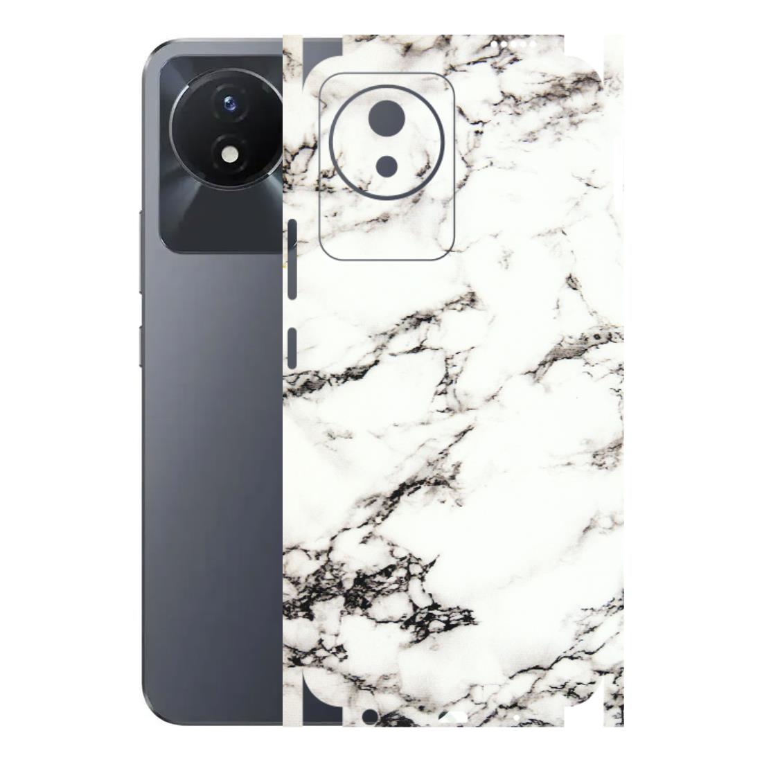 VIVO Y Series Phone Skins (All Models) - Black and White Marble Texture - 3D Embossed Finish (L-124) Vivo Y02