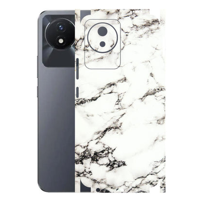 VIVO Y Series Phone Skins (All Models) - Black and White Marble Texture - 3D Embossed Finish (L-124) Vivo Y02