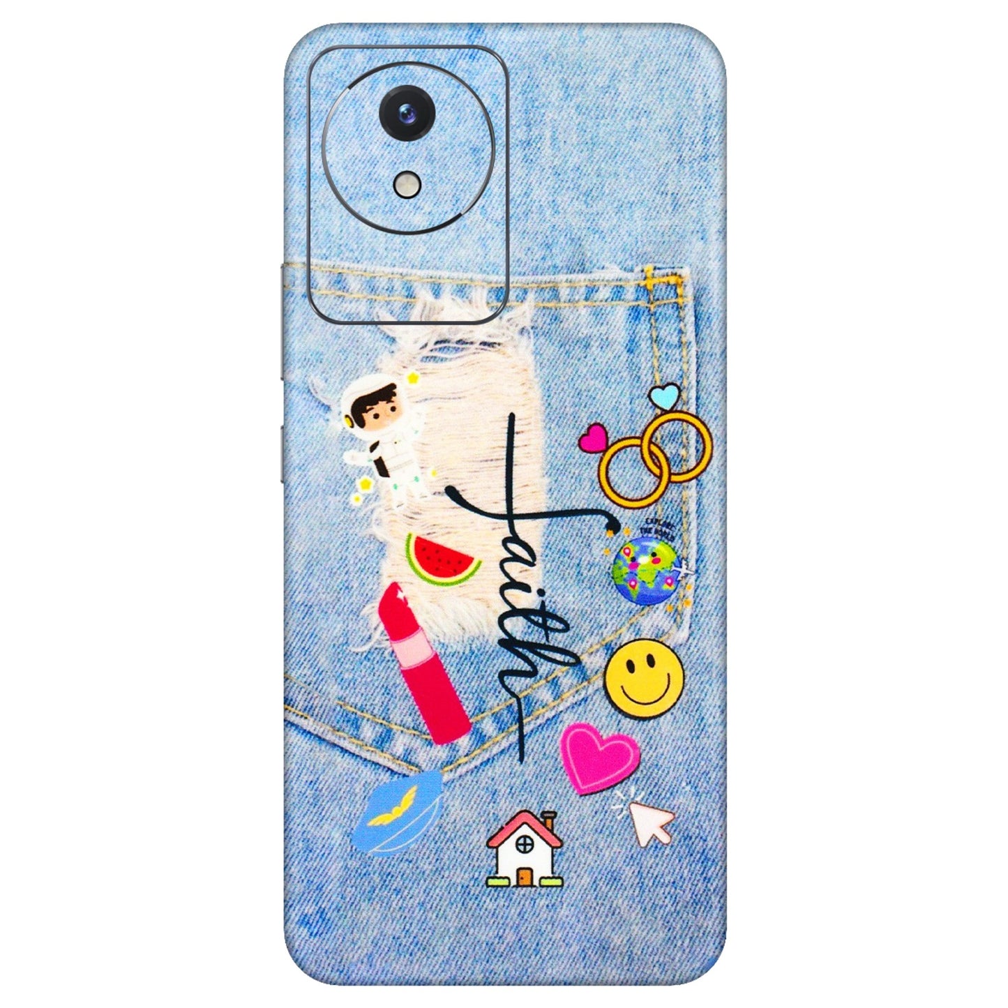 VIVO Y Series Phone Skins (All Models) - Denim Jeans Pocket - 3D Embossed Finish (L-134) Vivo Y02