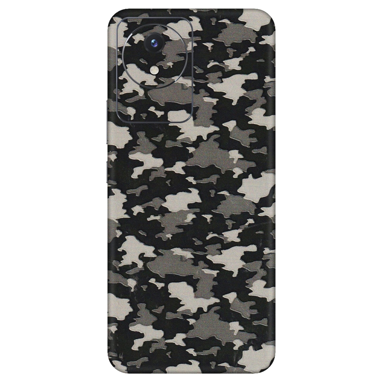 VIVO Y Series Phone Skins (All Models) - Black/Grey Camoflaunge - 3D Embossed Finish (L-142) Vivo Y02