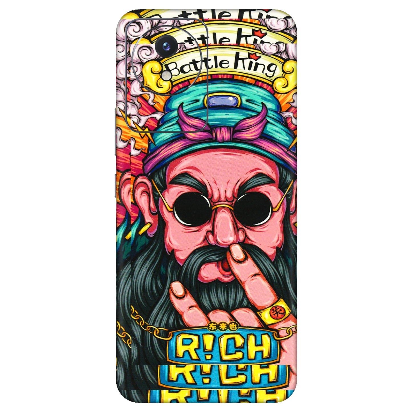 VIVO Y Series Phone Skins (All Models) - Battle King Dude Face - 3D Embossed Finish (L-178) Vivo Y02