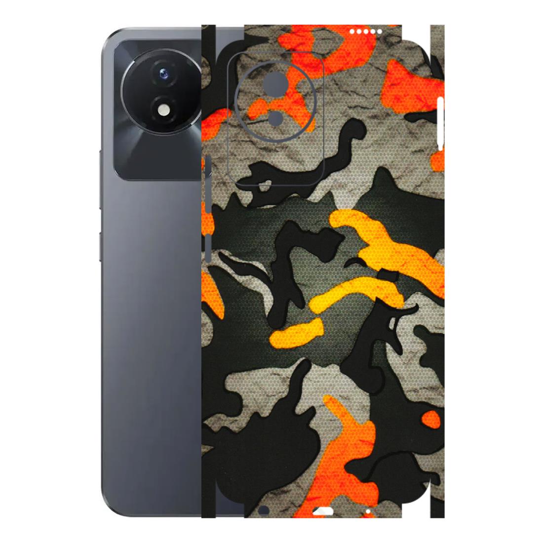 VIVO Y Series Phone Skins (All Models) - Orange Camouflage - 3D Embossed Finish (L-204) Vivo Y02