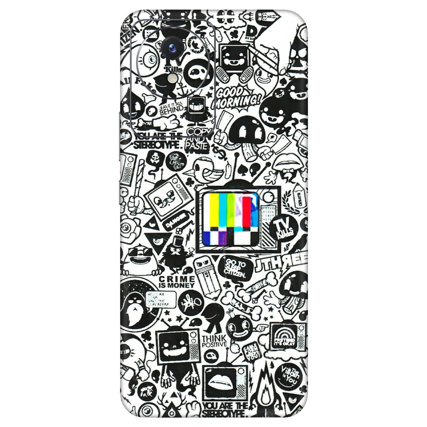 VIVO Y Series Phone Skins (All Models) - Doodles Positive Art - 3D Embossed Finish (L-263) Vivo Y02