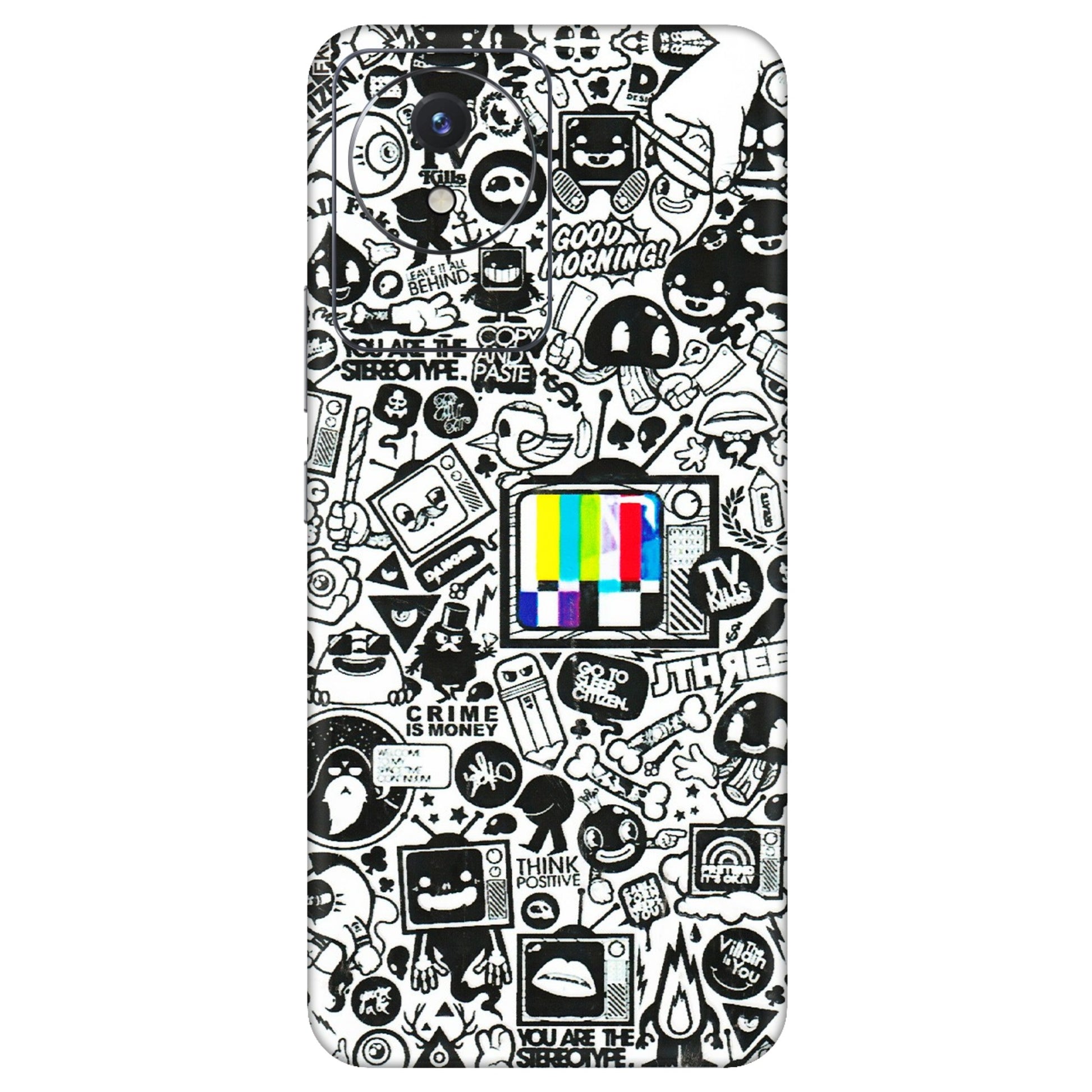 VIVO Y Series Phone Skins (All Models) - Doodles Positive Art - 3D Embossed Finish (L-263) Vivo Y02