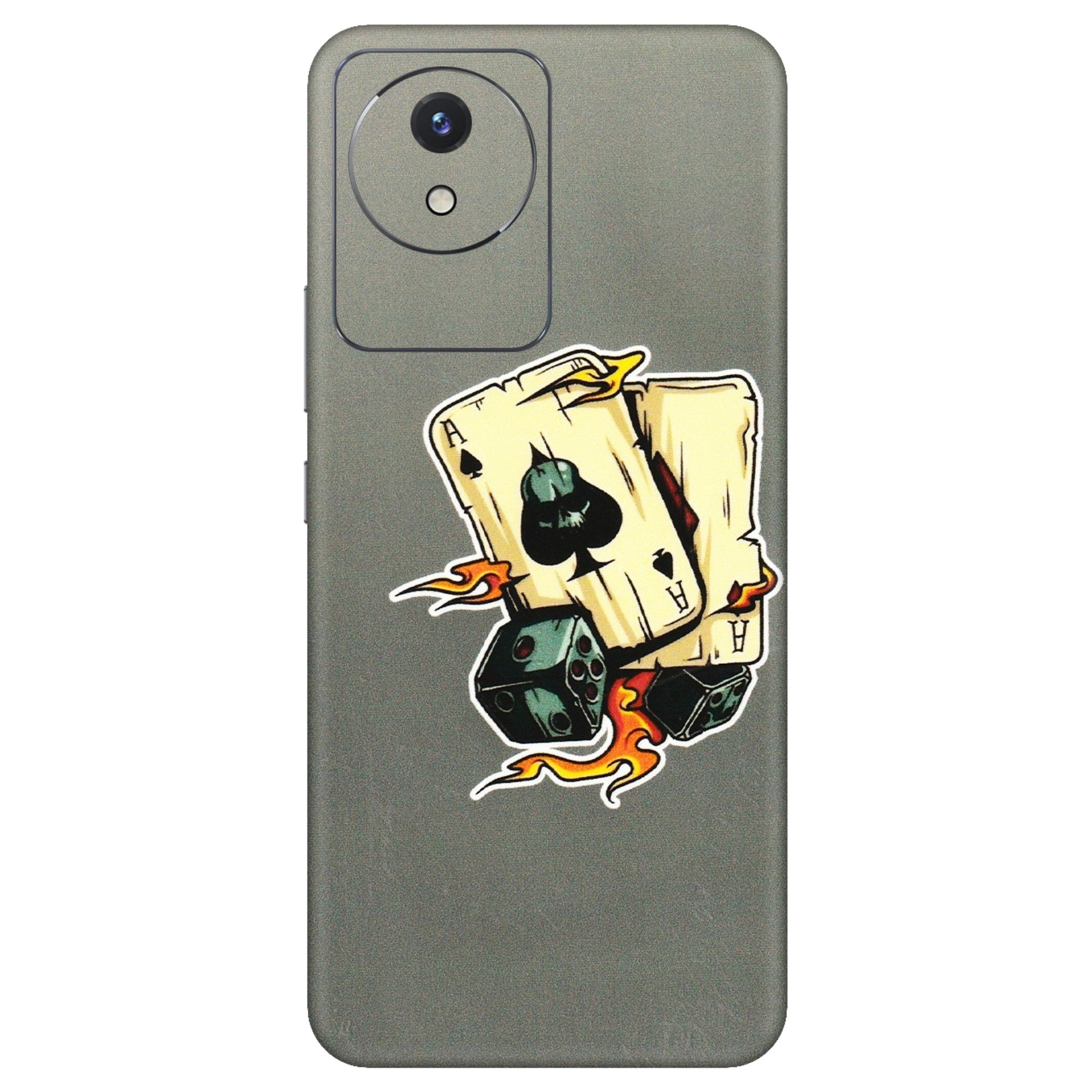 VIVO Y Series Phone Skins (All Models) - Grey Cards Of Ace - 3D Embossed Finish (L-77) Vivo Y02