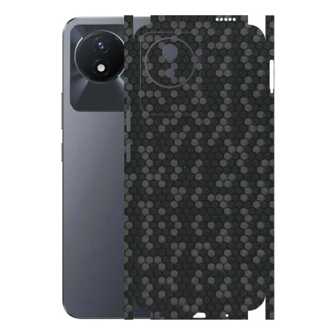 VIVO Y Series Phone Skins (All Models) - Black Grey Honeycomb Sober - 3D Embossed Finish (L-85) Vivo Y02
