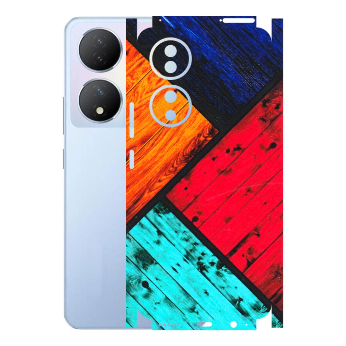 VIVO Y Series Phone Skins (All Models) - Colourful Wood Panels Abstract - 3D Embossed Finish (L-09) Vivo Y100A