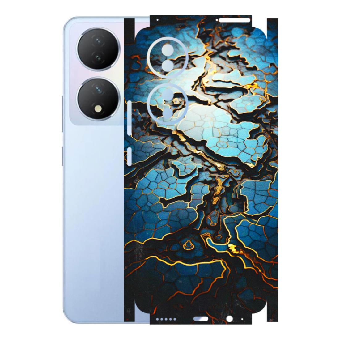 VIVO Y Series Phone Skins (All Models) - Blue Gold Abstract - 3D Embossed Finish (L-11) Vivo Y100A