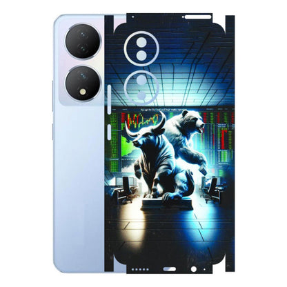 VIVO Y Series Phone Skins (All Models) - Stock Market Sensex Bear vs Bulls - 3D Embossed Finish (L-15) Vivo Y100A