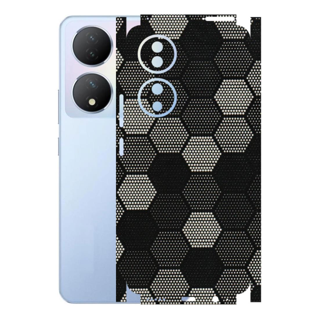 VIVO Y Series Phone Skins (All Models) - Black & White Dotted Honeycomb Texture - 3D Embossed Finish (L-202) Vivo Y100A
