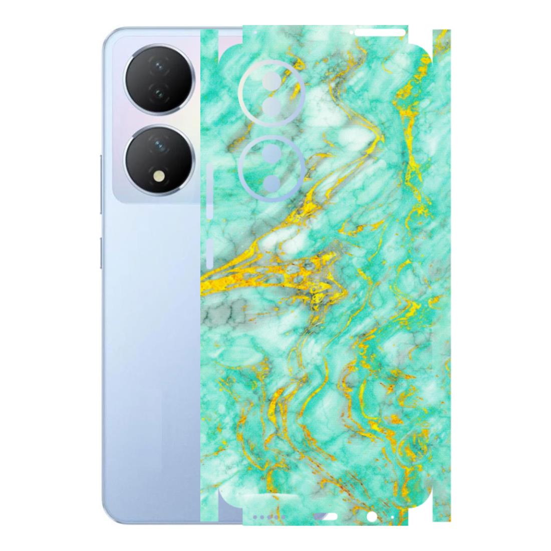 VIVO Y Series Phone Skins (All Models) - Green And Gold Marble Feel - Matte Finish (M-16) Vivo Y100A