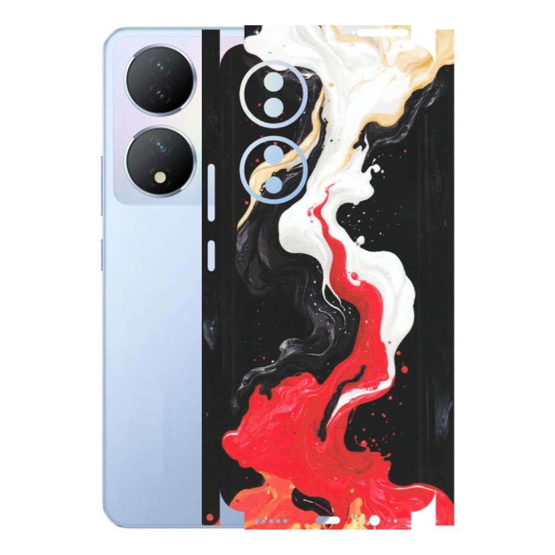 VIVO Y Series Phone Skins (All Models) - Black Red White Paint Splash Fusion - Matte Finish (M-56) Vivo Y100A