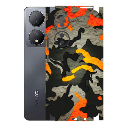 VIVO Y Series Phone Skins (All Models) - Orange Camouflage - 3D Embossed Finish (L-204) Vivo Y100 (5G)