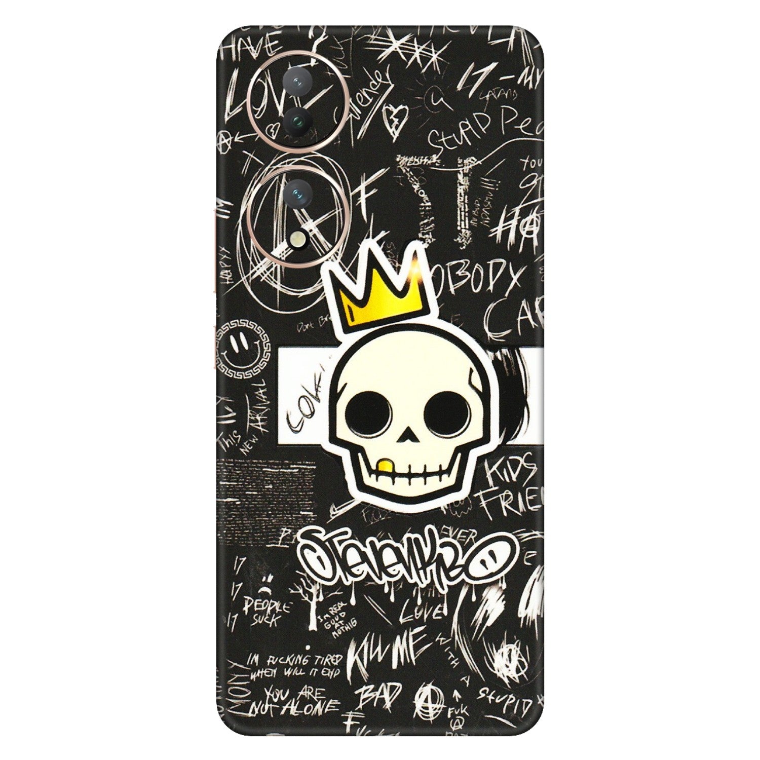 VIVO Y Series Phone Skins (All Models) - Funny Skull Black Chalk Grafitti - 3D Embossed Finish (L-22) Vivo Y100 (5G)
