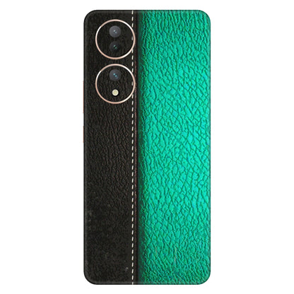 VIVO Y Series Phone Skins (All Models) - Black Green Dual Leather Stich - 3D Embossed Finish (L-233) Vivo Y100 (5G)