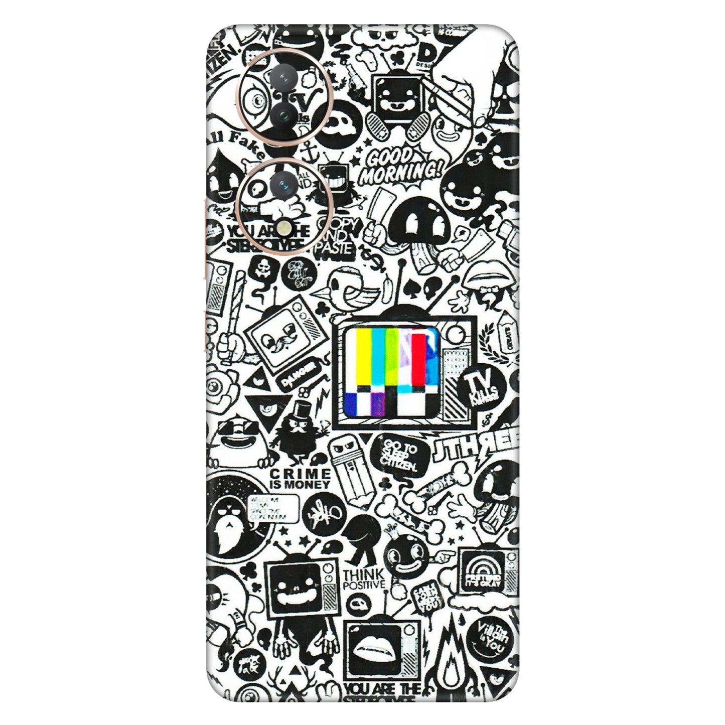 VIVO Y Series Phone Skins (All Models) - Doodles Positive Art - 3D Embossed Finish (L-263) Vivo Y100 (5G)