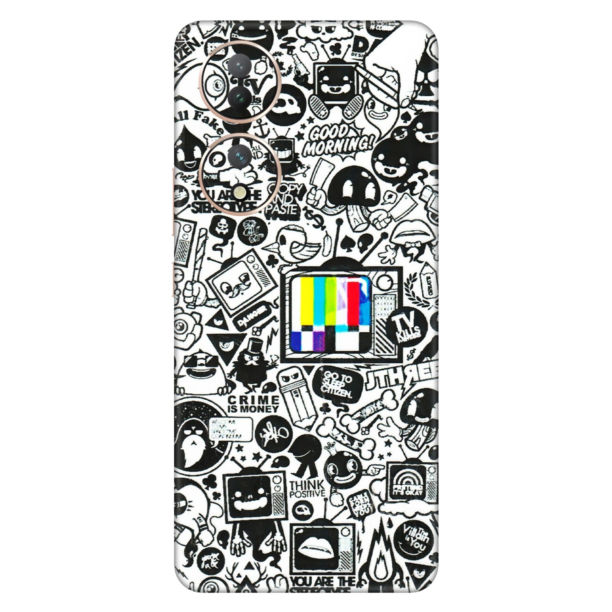 VIVO Y Series Phone Skins (All Models) - Doodles Positive Art - 3D Embossed Finish (L-263) Vivo Y100 (5G)