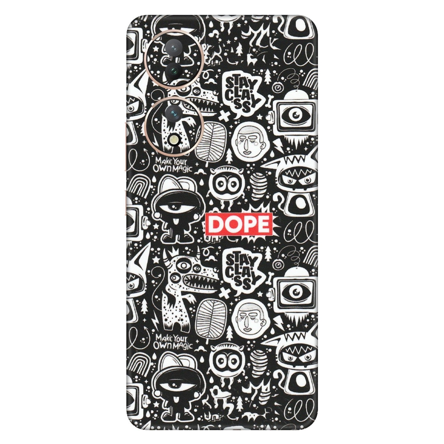 VIVO Y Series Phone Skins (All Models) - Dope Stay Classy Black Doodles - Matte Finish (M-126) Vivo Y100 (5G)